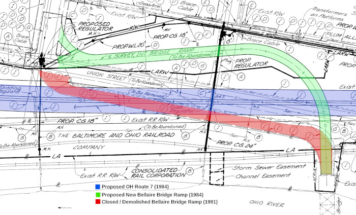 ROW
          plans for the Bellaire Interstate Bridge ramp when OH-7 was
          upgraded