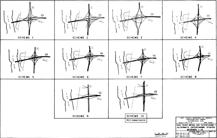 10 proposed
          interchanges between I-470 and US-250/WV-2 in the draft EIS