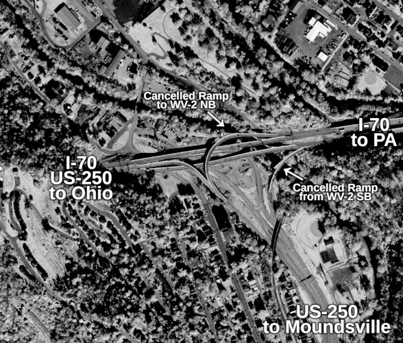 Aerial
          image of I-70/US-250 interchange